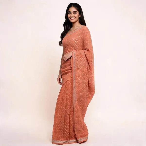 Pitch_Georgette_Saree_With_Blouse_Piece_For_women