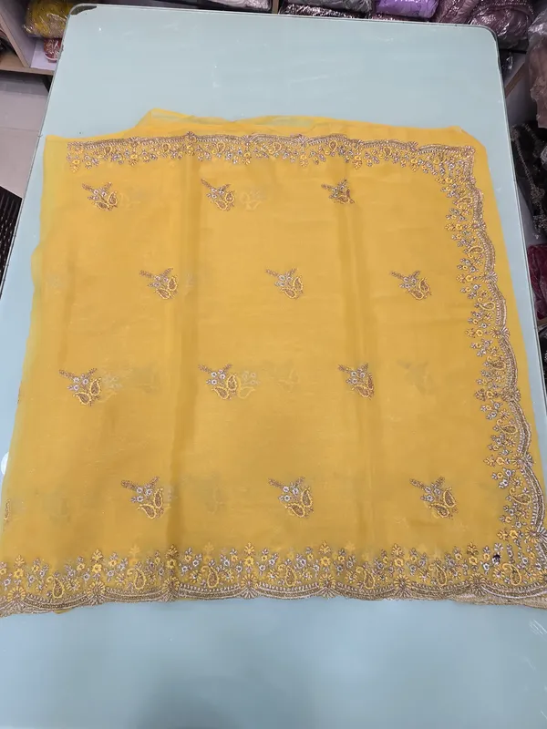 gerogette_saree_with_full__zari_butta_and_zari_work_on_border_wok