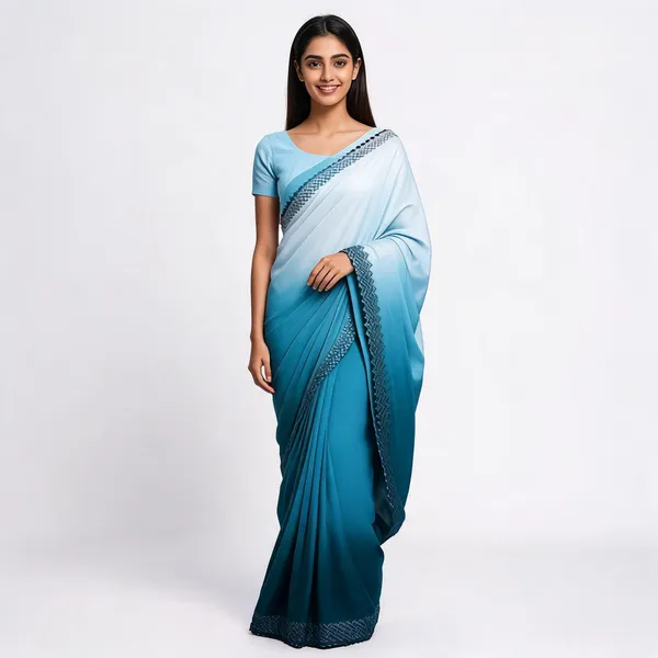 Blue_Satin_Saree_With_Blouse_Piece_For_women