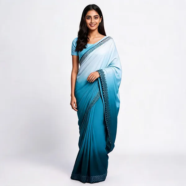 Blue_Satin_Saree_With_Blouse_Piece_For_women