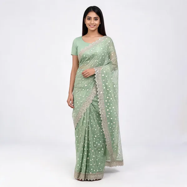 Pista_Georgette_Saree_With_Blouse_Piece_For_women