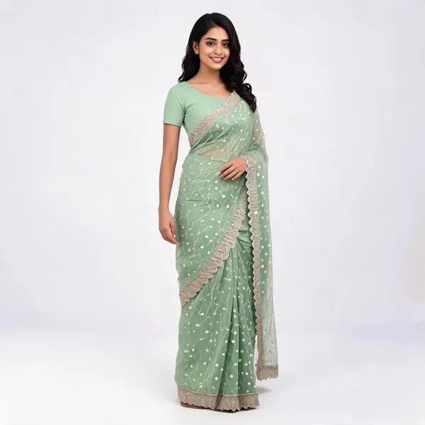 Pista_Georgette_Saree_With_Blouse_Piece_For_women