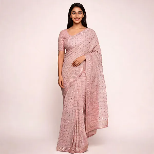 Rose_Gold_Georgette_Saree_With_Blouse_Piece_For_women