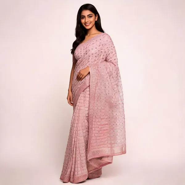 Rose_Gold_Georgette_Saree_With_Blouse_Piece_For_women