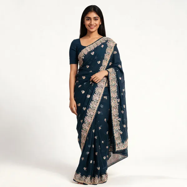 Blue_Tissue_Saree_With_Blouse_Piece_For_women