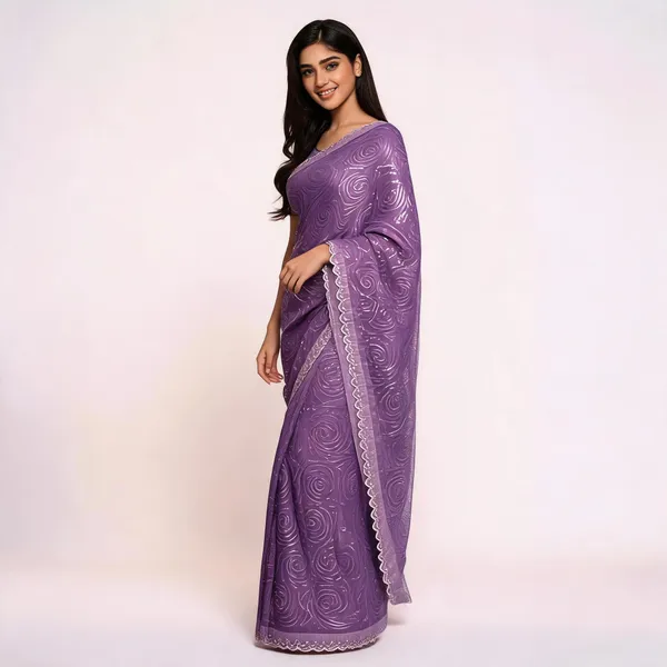 Lavender_Georgette_Saree_With_Blouse_Piece_For_women