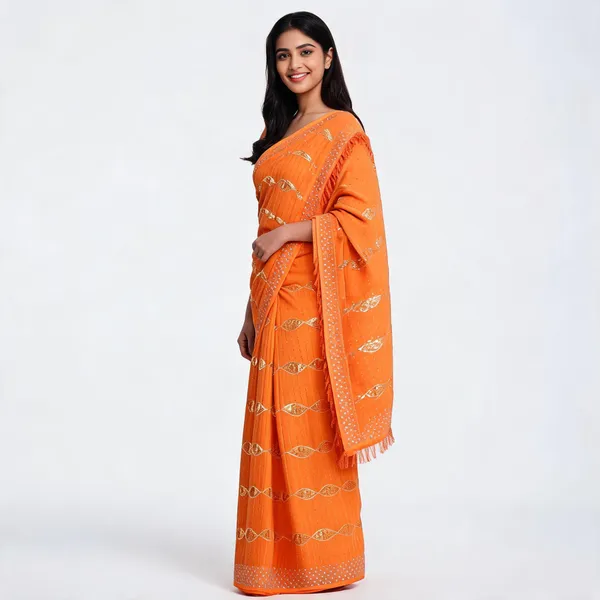 Mustard_Chiffon_Saree_With_Blouse_Piece_For_women