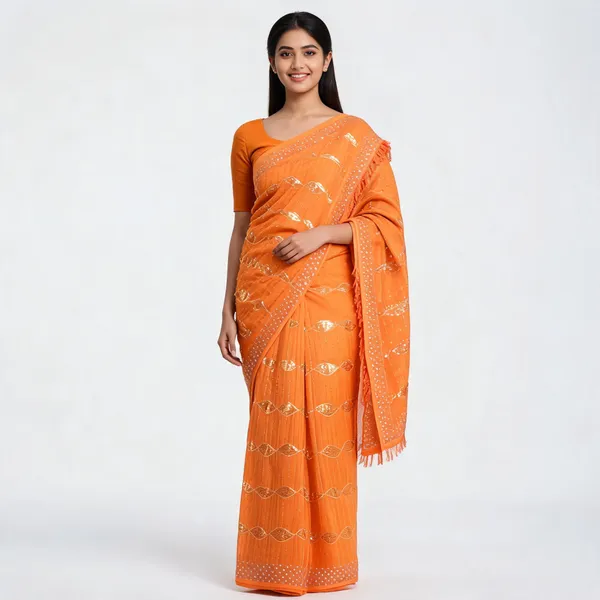 Mustard_Chiffon_Saree_With_Blouse_Piece_For_women