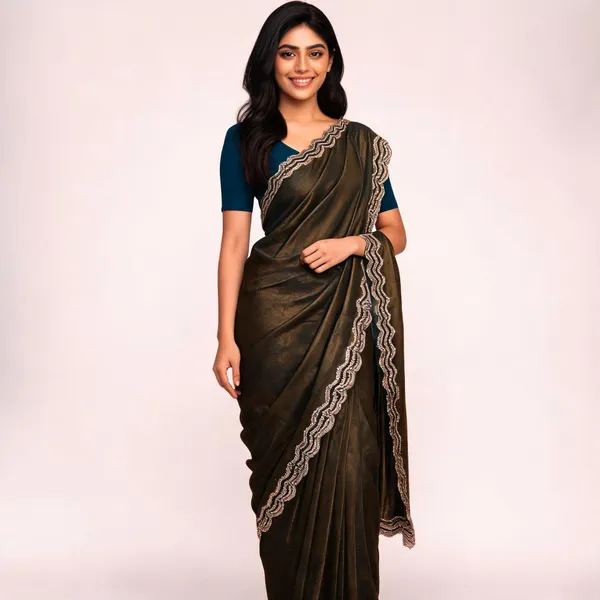 Brown_Cotton_Saree_With_Blouse_Piece_For_women
