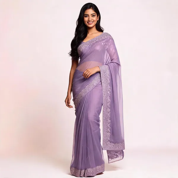 Lavender_Cotton_Saree_With_Blouse_Piece_For_women