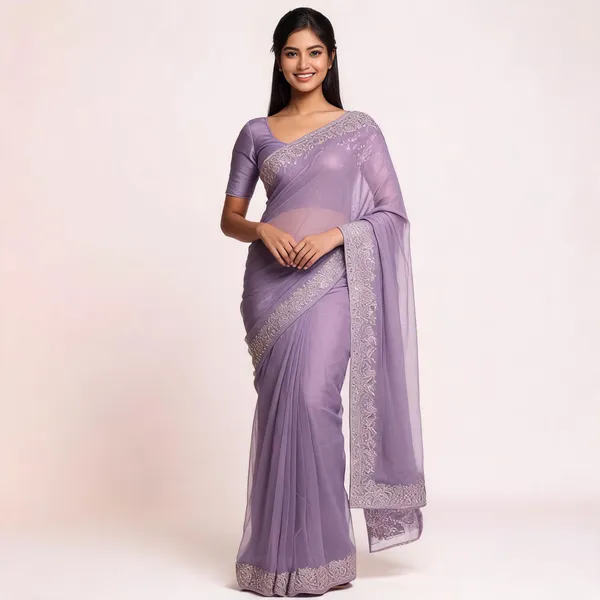 Lavender_Cotton_Saree_With_Blouse_Piece_For_women