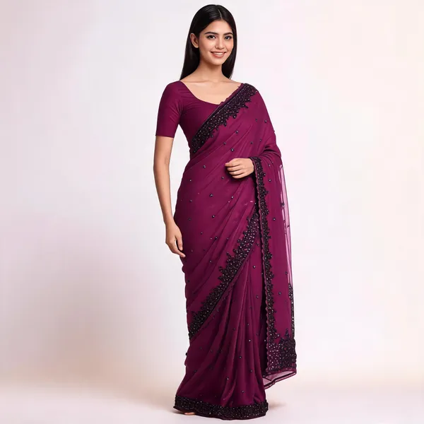 Rani_Wine_Tissue_Saree_With_Blouse_Piece_For_women