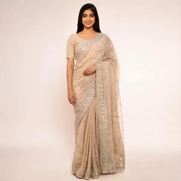 Beige_Georgette_Saree_With_Blouse_Piece_For_women