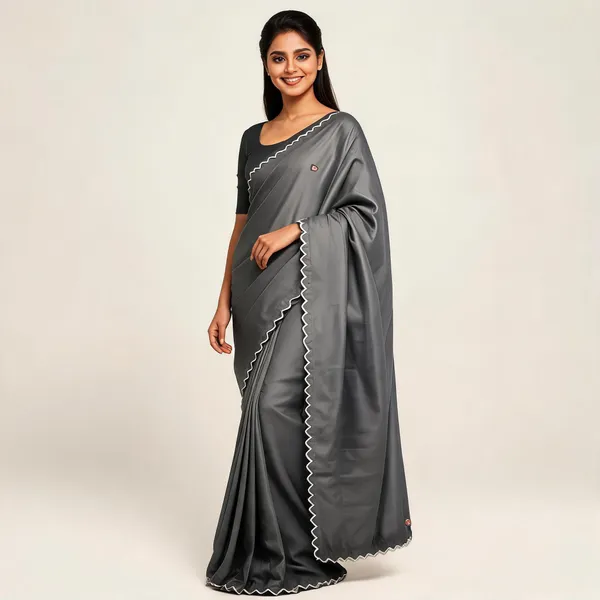 Grey_Satin_Saree_With_Blouse_Piece_For_women