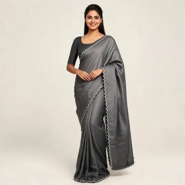 Grey_Satin_Saree_With_Blouse_Piece_For_women