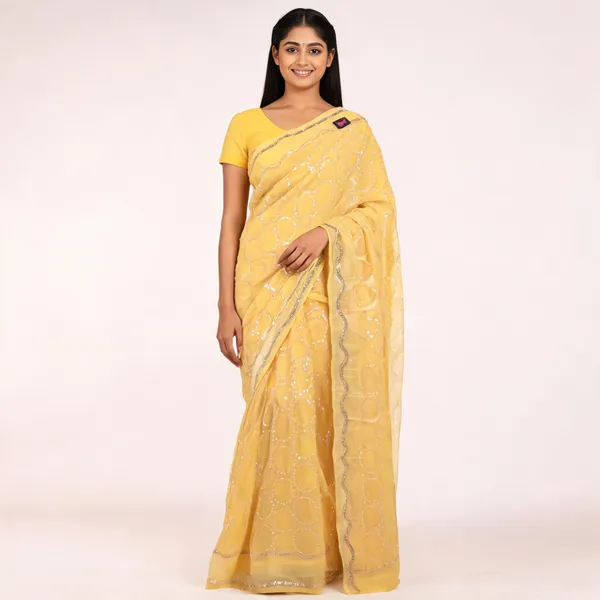 Yellow_Chiffon_Saree_With_Blouse_Piece_For_women