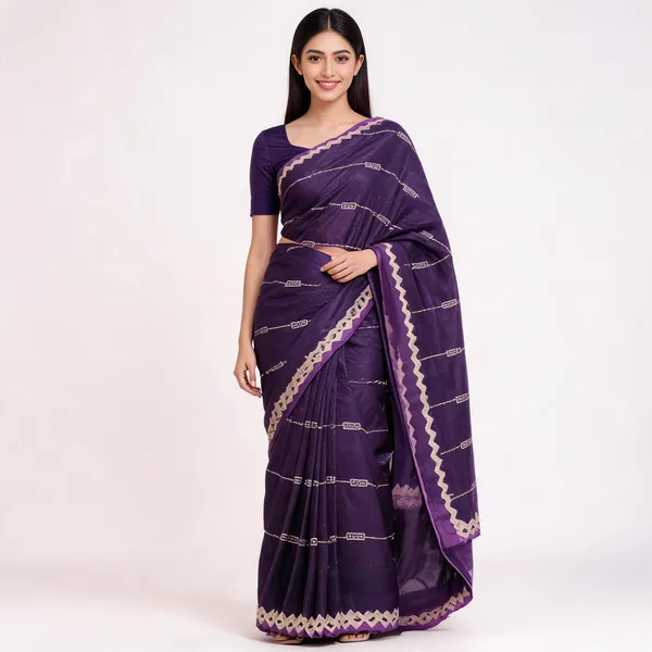 Wine_Satin_Saree_With_Blouse_Piece_For_women