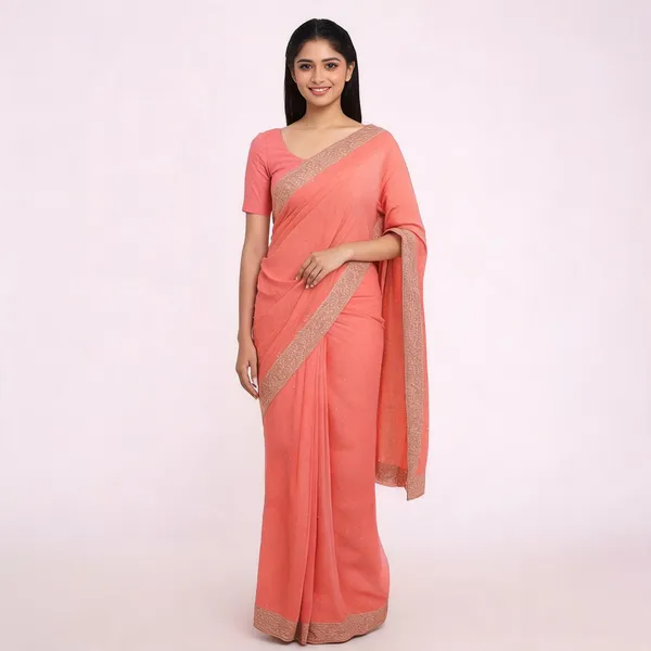 Pitch_Georgette_Saree_With_Blouse_Piece_For_women