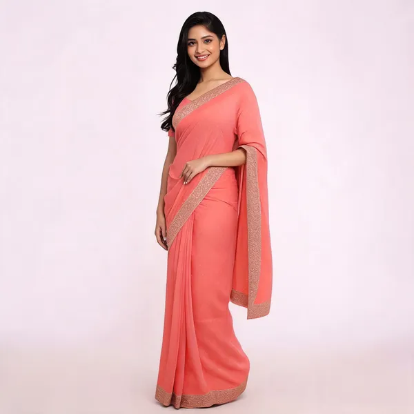 Pitch_Georgette_Saree_With_Blouse_Piece_For_women