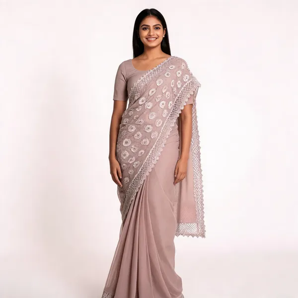 Pitch_Georgette_Saree_With_Blouse_Piece_For_women