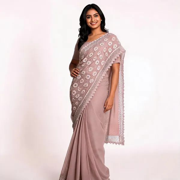 Pitch_Georgette_Saree_With_Blouse_Piece_For_women