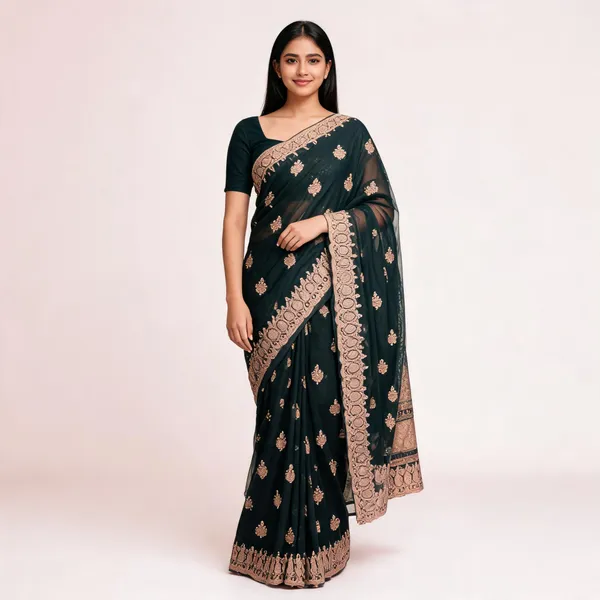 Blue_Vichitra_Saree_With_Blouse_Piece_For_women
