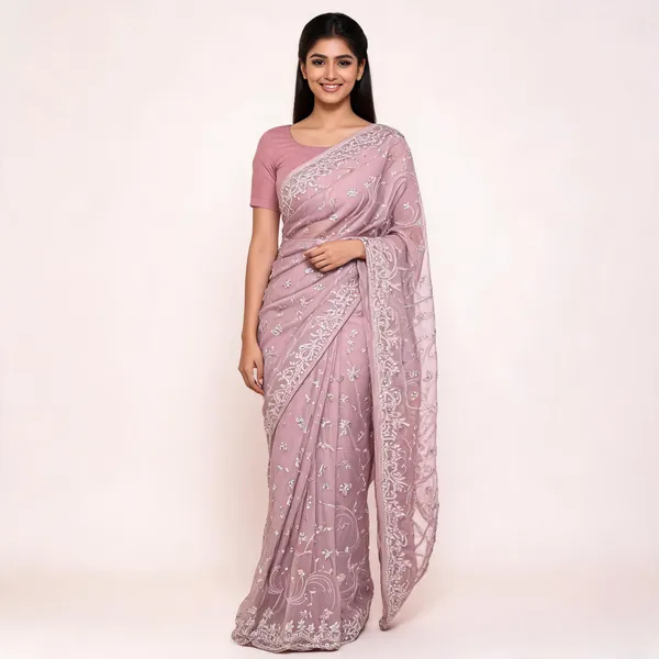 Rose_Pink_Georgette_Saree_With_Blouse_Piece_For_women