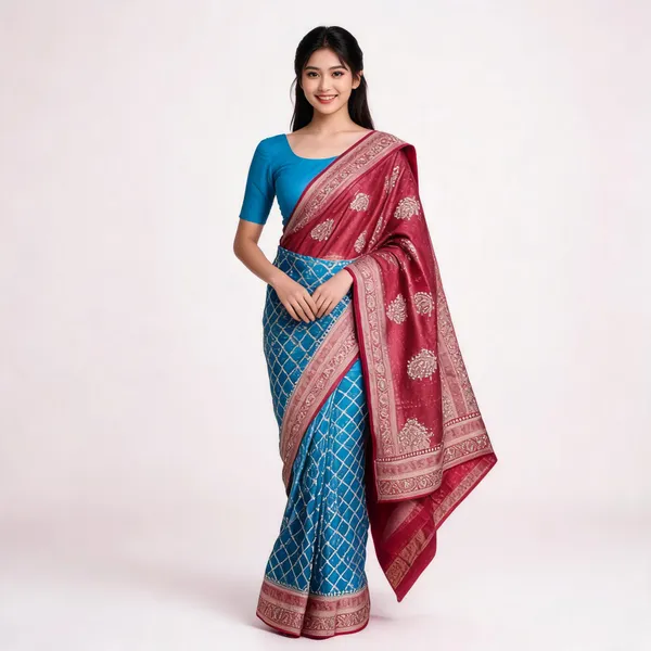 Rani_With_Blue_Silk_Saree_With_Blouse_Piece_For_women