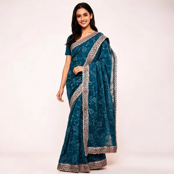 Blue_Georgette_Saree_With_Blouse_Piece_For_women