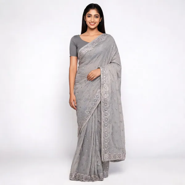 Grey_Georgette_Saree_With_Blouse_Piece_For_women