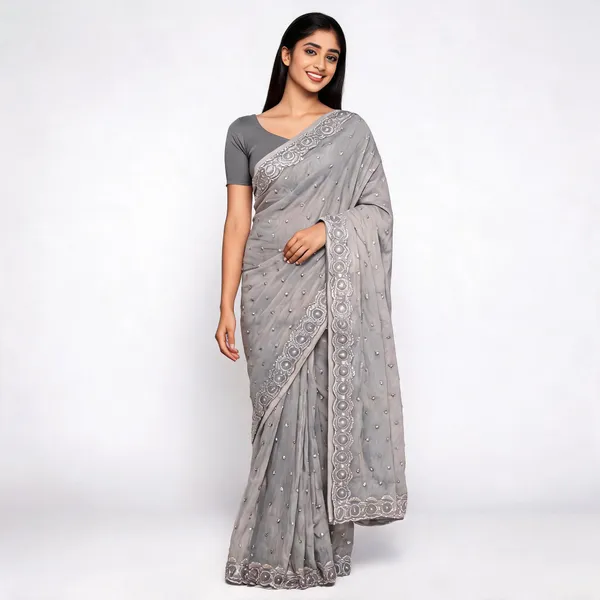 Grey_Georgette_Saree_With_Blouse_Piece_For_women