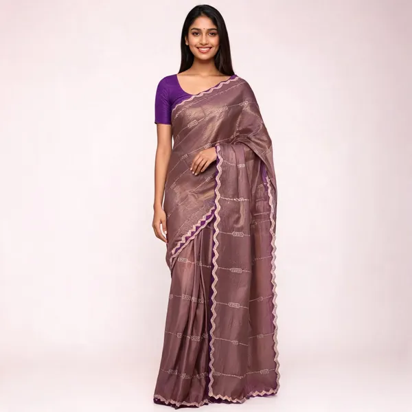 Pitch_Satin_Saree_With_Blouse_Piece_For_women
