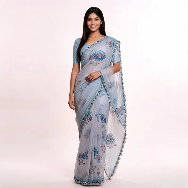 Multicolor_Printed_Organza_Saree_With_Blouse_Piece_For_women