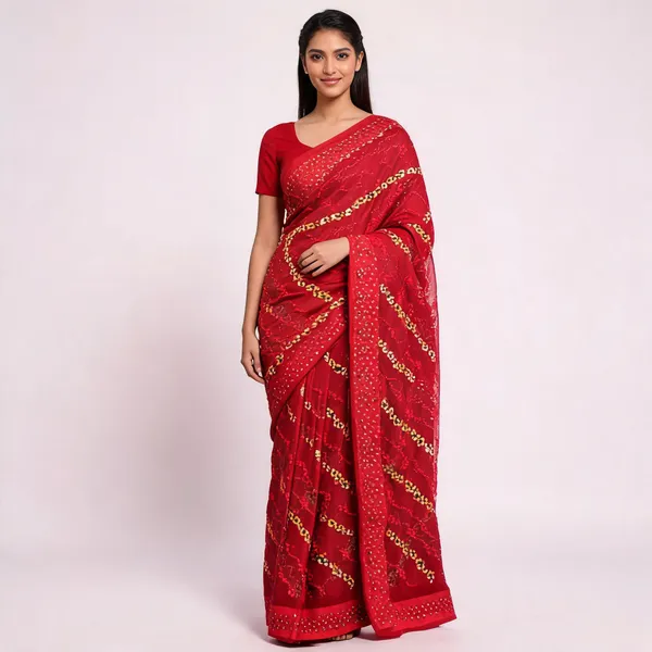 Brown_Satin_Saree_With_Blouse_Piece_For_women