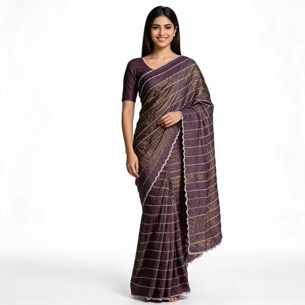 Green_Satin_Saree_With_Blouse_Piece_For_women