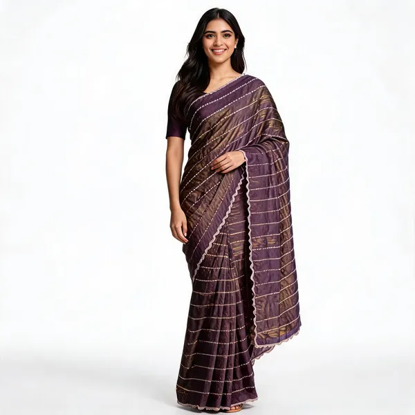 Green_Satin_Saree_With_Blouse_Piece_For_women