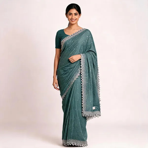 Sea_Green_Satin_Saree_With_Blouse_Piece_For_women
