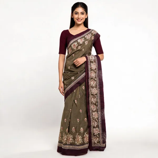 Green_Vichitra_Saree_With_Blouse_Piece_For_women