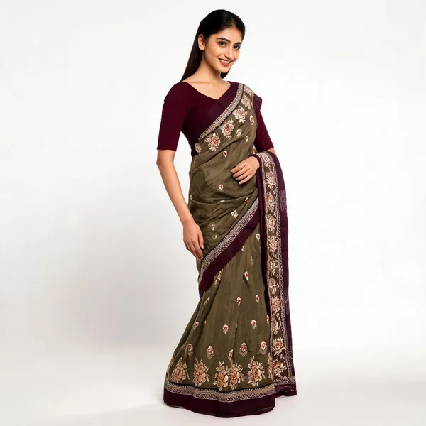 Green_Vichitra_Saree_With_Blouse_Piece_For_women