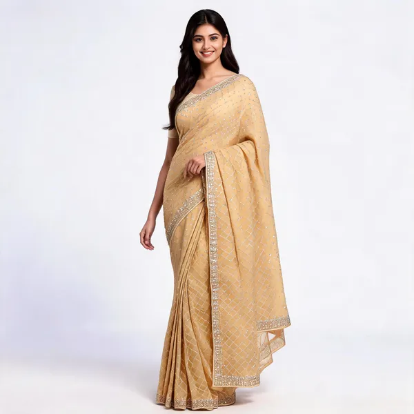 Beige_Satin_Saree_With_Blouse_Piece_For_women