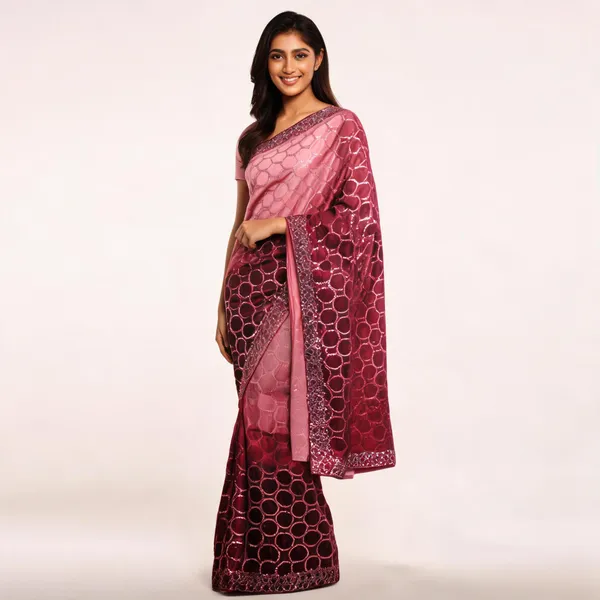 Shaded_Black_Georgette_Saree_With_Blouse_Piece_For_women