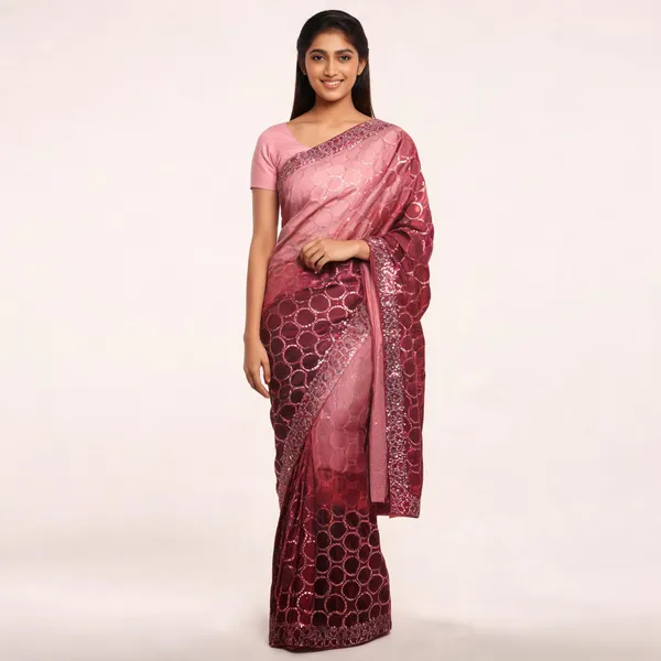 Shaded_Black_Georgette_Saree_With_Blouse_Piece_For_women