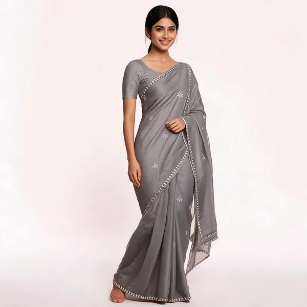 Silver_Soft_Organza_Saree_With_Blouse_Piece_For_women