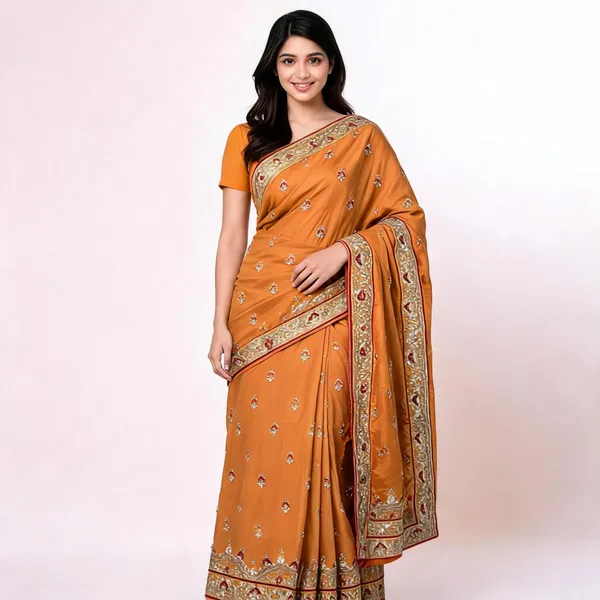 Mustard_Vichitra_Saree_With_Blouse_Piece_For_women