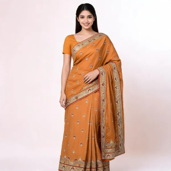 Mustard_Vichitra_Saree_With_Blouse_Piece_For_women