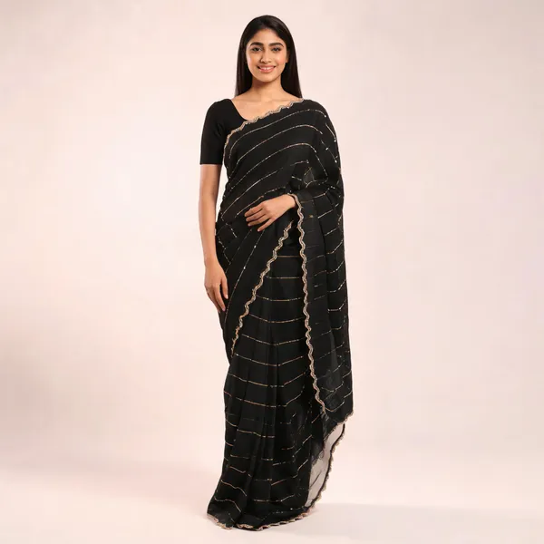 Black_Satin_Saree_With_Blouse_Piece_For_women