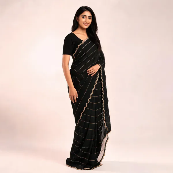 Black_Satin_Saree_With_Blouse_Piece_For_women
