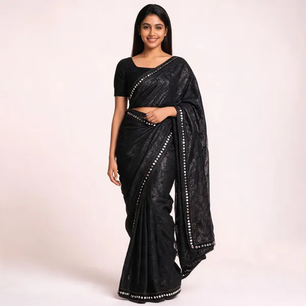 Black_Cotton_Saree_With_Blouse_Piece_For_women