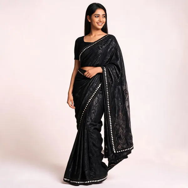 Black_Cotton_Saree_With_Blouse_Piece_For_women