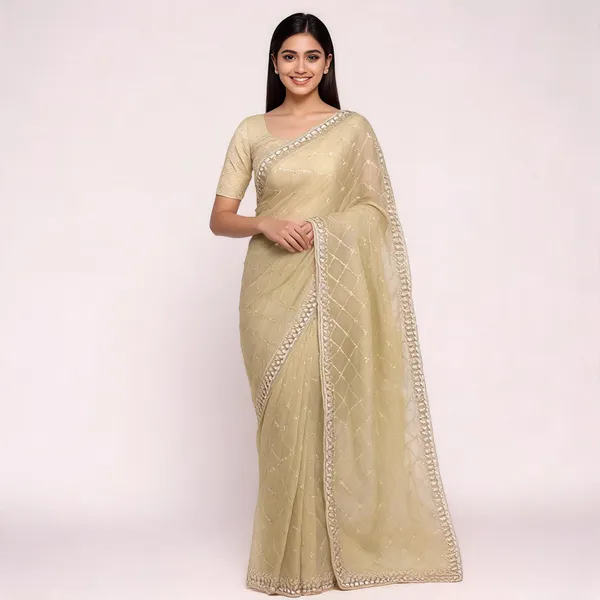 Lemon_Soft_Organza_Saree_With_Blouse_Piece_For_women